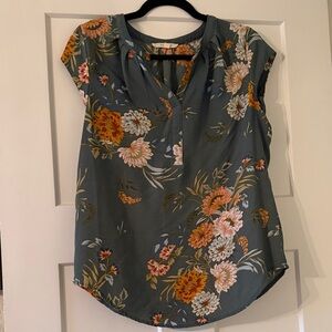 Fun 2 Fun Floral Blouse - Teal and Orange